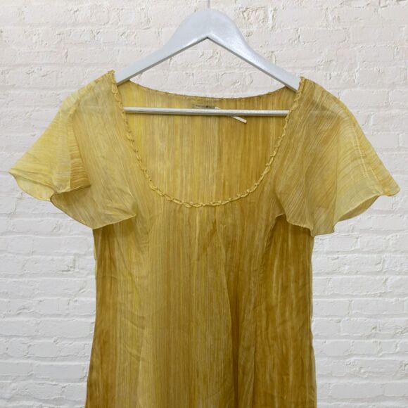 Max Studio Golden Yellow Silk Ruffle Dress | Special Edition | Size S - Picture 5 of 16